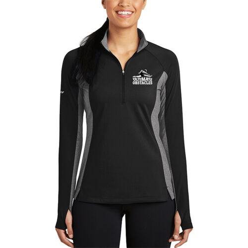 Ultimate Obstacles - Ladies Sport Wick ® Stretch Contrast 1/2 Zip Pullover Thumbnail
